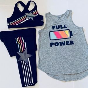 Gap Kids GapFit Girls OUTFIT Sz L Capri LEGGING Sports BRA Full Power TANK lot